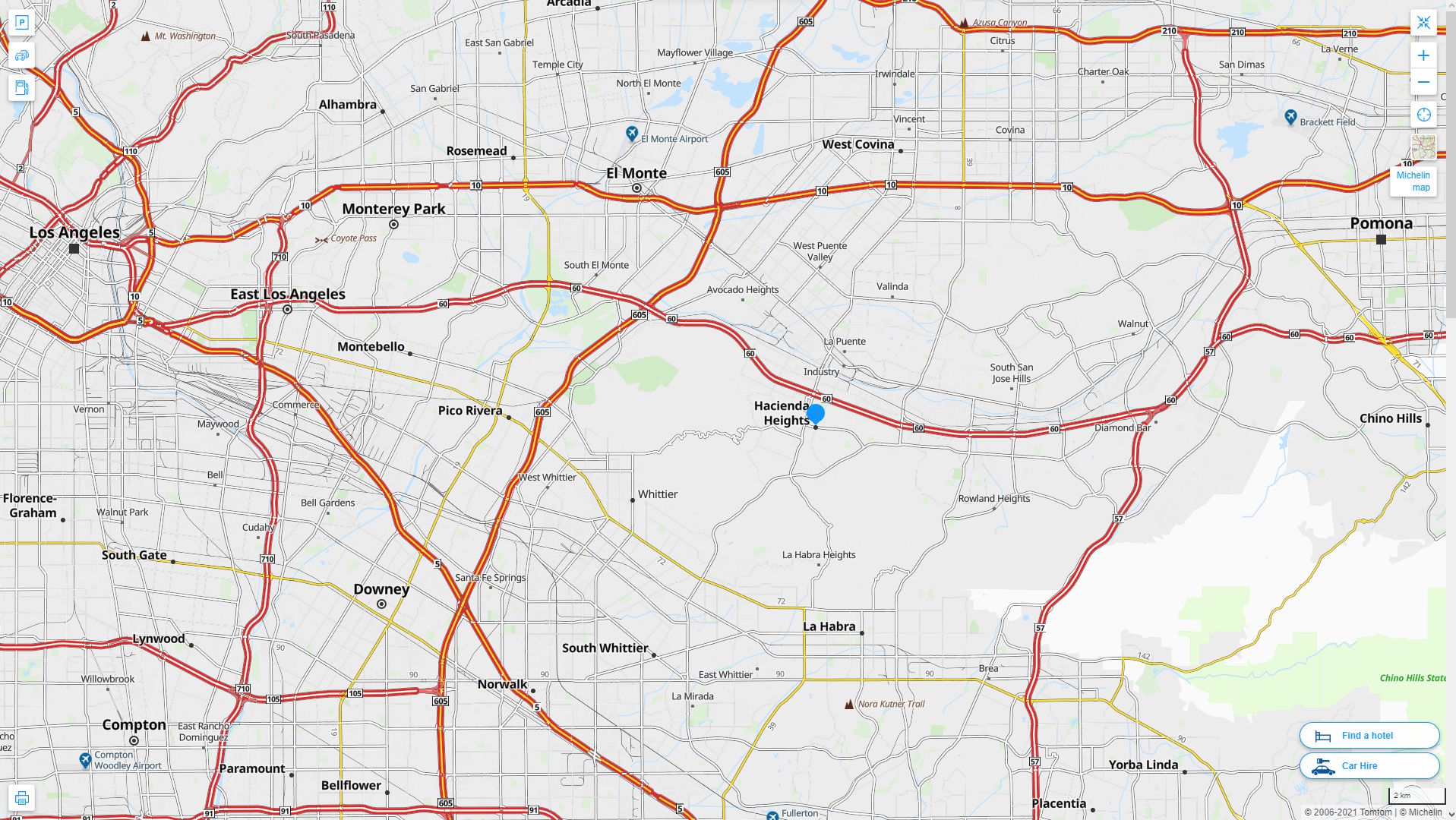 Hacienda Heights California Highway and Road Map
